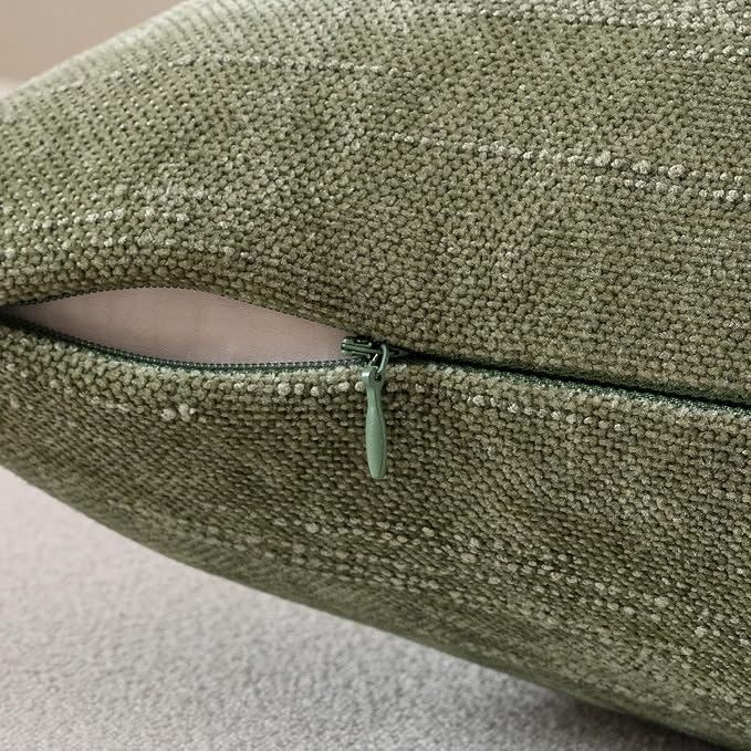 MIULEE Textured Chenille Throw Pillow Covers 20x20 Inch Sage Geen | Pack of 2 Decorative Soft Throw Pillows, Solid Textured Cushion Covers, Modern Home Decor for Couch Sofa Bedroom Living Room