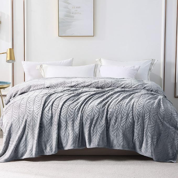Whale Flotilla Soft Flannel Fleece King Size Bed Blanket, Silver Grey | Cozy Lightweight Breathable Coverlet, Plush Fluffy Bedspread, Vintage Pattern Decorative Blanket for Bed All Season, 90"x104"