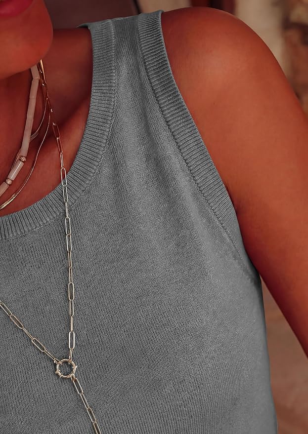 PRETTYGARDEN Sleeveless Sweater Tops for Women 2026 Summer Dressy Ribbed Tank Tops Spring Business Casual Work Shirts Blouses