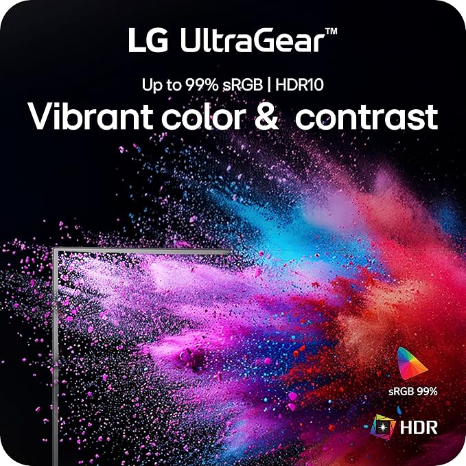 LG 24G411A-B 24-inch Ultragear Full HD (1920 x 1080) IPS Gaming Monitor, 144Hz (O/C), 1ms MBR, NVIDIA G-Sync Compatible, AMD FreeSync, HDR10, HDMI, DisplayPort, Slim Stand, Black