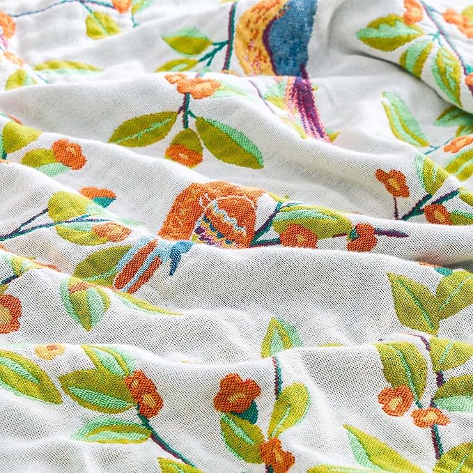 XIBLC Boho Throw Blanket for Bed, 100% Cotton Soft Rustic Quilt Fall Blanket, 80"x90" Floral Printed Farmhouse Decor Bed Blankets, All Season Rustic Reversible Bohemian Throw Quilt
