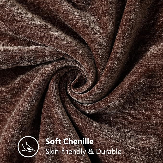 decorUhome Soft Chenille Throw Pillow Covers 16x16 Set of 2 Chocolate | Fall Textured Decorative Throw Pillow Cases Stitched Edge Modern Farmhouse Luxury Boho Velvet for Couch Sofa Bed Home Decor
