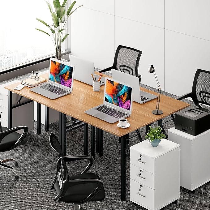 Need Office Computer Desk - 47.2L Sturdy and Heavy Duty Folding Laptop Table,Writing Table/Home Office Desk/Sewing Table,No Assembly Required (Teak Color) AC5BB12060 | Black Frame Writing Gaming Work Table/Foldable Home Office Desk/Sewing Table, No Ass...