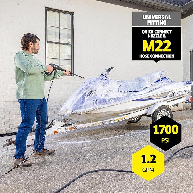 Kärcher Pressure Washer K1700, 3 Spray Nozzles, Detergent Tank, for Cars, Driveways, Siding, Patios, 2125 max. PSI, 1.46 max. GPM