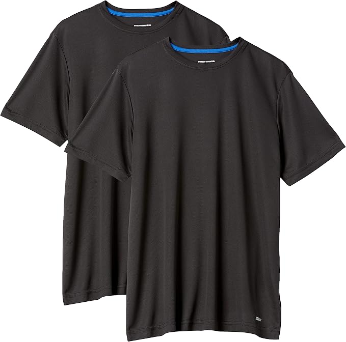 Amazon Essentials Men's Moisture Wicking Breathable Active Performance Tech Gym T-Shirts, Pack of 2