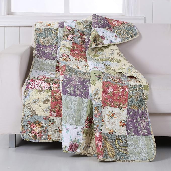 Greenland Home Blooming Prairie Quilted Patchwork Throw (Pack of 6)