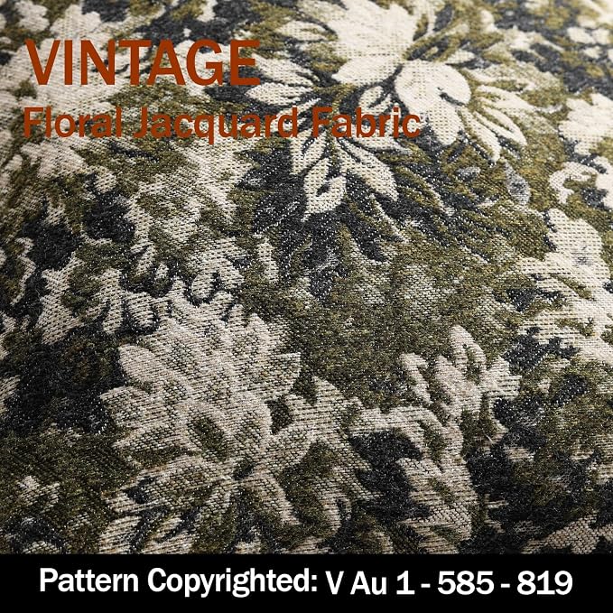 Pack of 2 Vintage Floral Euro Sham Covers 24x24 Boho Farmhouse Accents Chenille Square Decorative Throw Pillow Cases for Living Room Couch Bed Home Decor, Olive Green