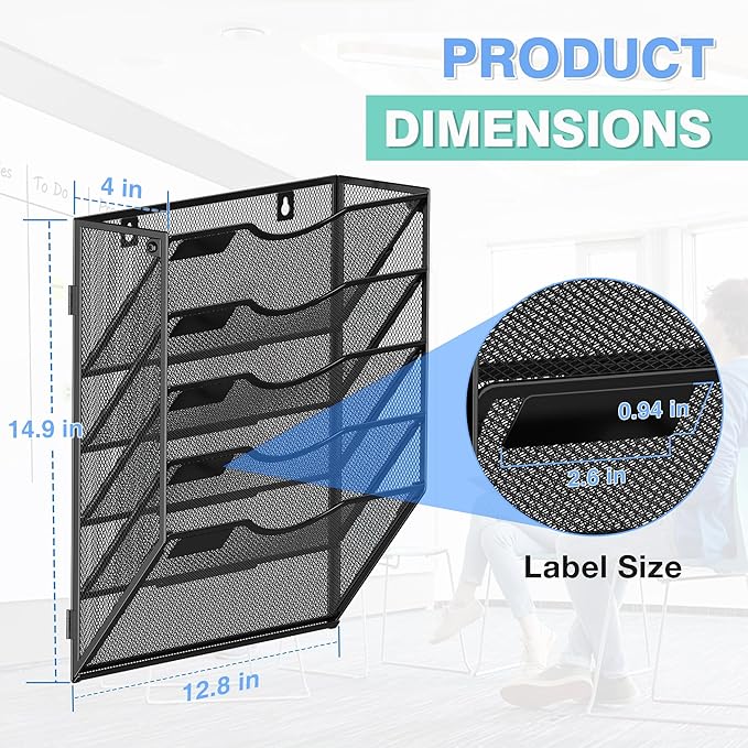 Kuntine.B Wall File Organizer Office Hanging Magazine Holder Wall File Organizer for Office Home
