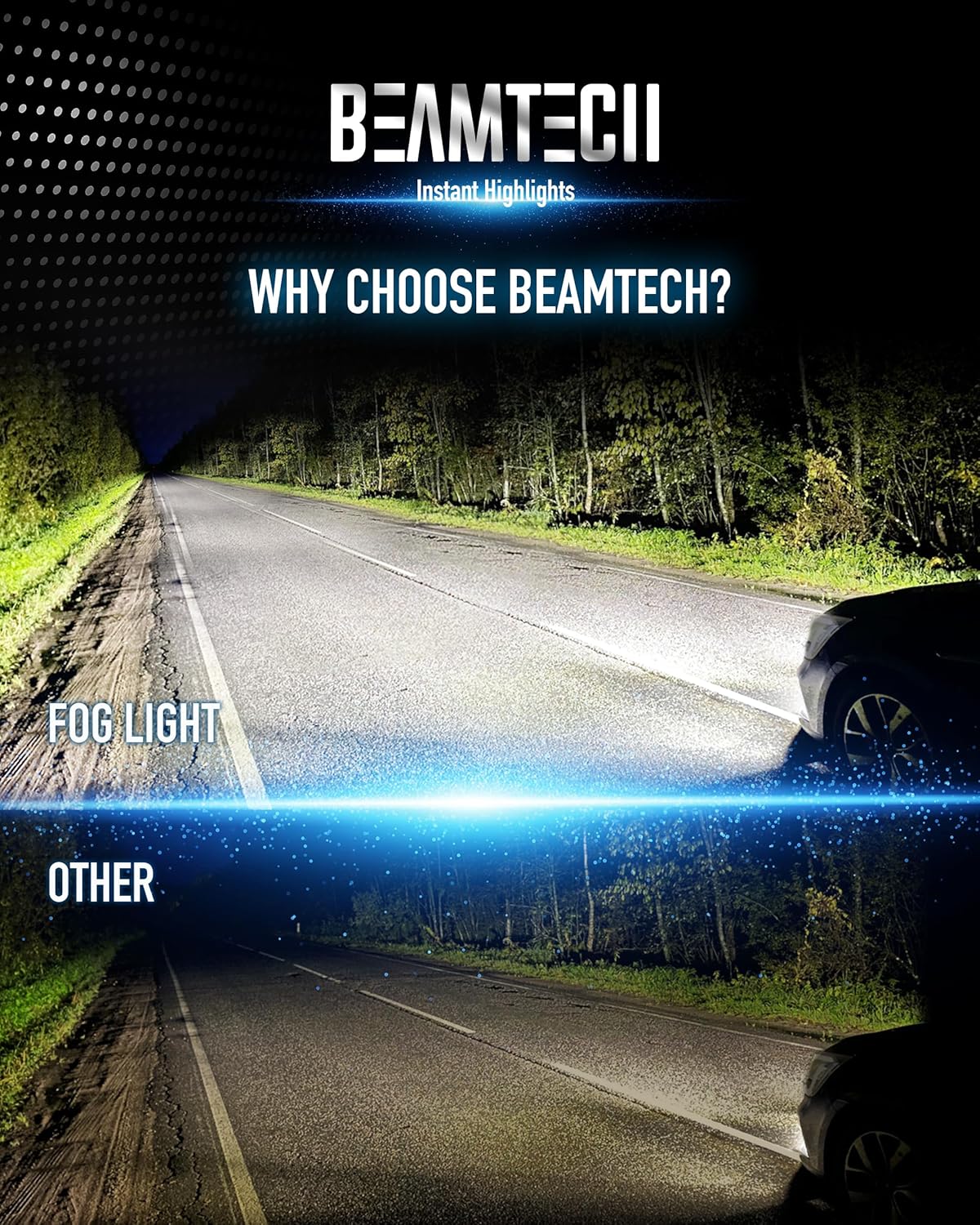 BEAMTECH 9005 Fog Light Bulb, HB3 Fog Bulb 6500K Fog Light or ATV UTV Off Road Pack of 2