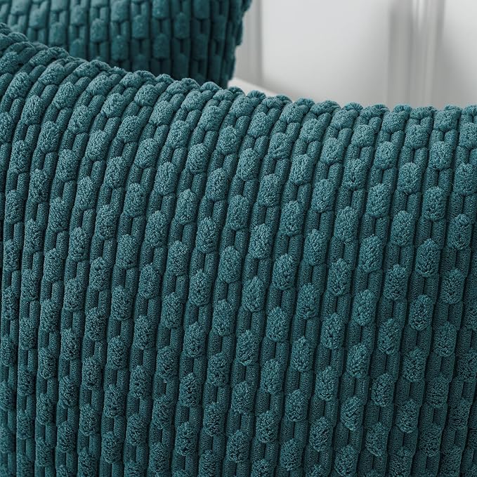 Kevin Textile Soft Corduroy 16"x24" Lumbar Pillow Cover 1 Pack, Teal Blue | Boho Stripe Plush Corduroy Decorative Oblong Cushion Cover Modern Farmhouse Home Decor for Sofa Couch Bed Chair