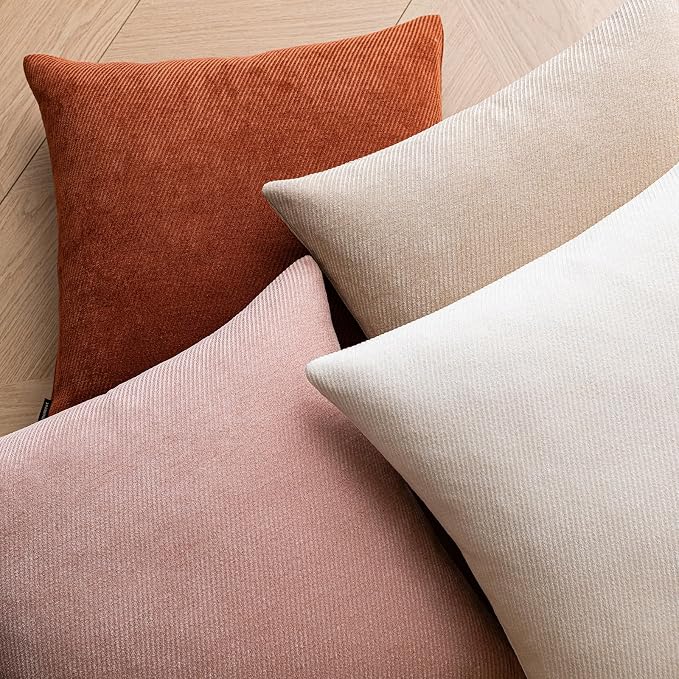 a moment Pack of 2 Decorative Chenille Throw Pillow Covers with Twill Cushion Covers for Sofa Living Room Couch Bed 26x26 Inch,Blush Pink