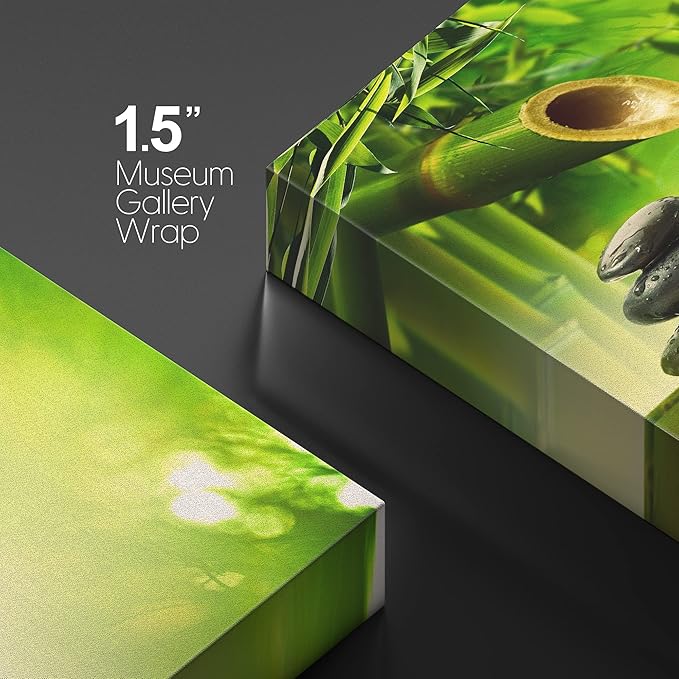 wall26 Canvas Print Wall Art Zen Green Bamboo Daisy Flower Massage Stone Spa Jungle Nature Wilderness Photography Realism Landscape Colorful Multicolor for Living Room, Bedroom, Bathroom - 12"x18"
