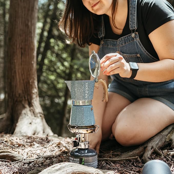 GROSCHE Milano Stovetop Espresso Maker Moka Pot 3 espresso Cup, 5 oz Indigo | Cuban Coffee Maker And Italian Moka Pot For Stovetop Espresso; For Gas, Electric, And Propane Stoves With A Soft-Touch Handle