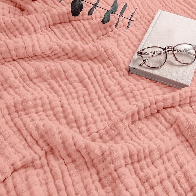 Comfy Cubs Adult Muslin Blanket 90x90” Queen Swaddle Blankets, Bold Blush | 6 Layer Soft, Breathable & Lightweight Muslin Adult Blanket - Machine Washable & Designed in the US Bedding for All Seasons
