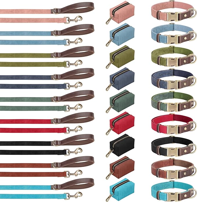 Didog Soft PU Leather Dog Collar for Large Dogs,Classic Adjustable Dog Collars with Quick Release Metal Buckle,Easy Clean and Comfortable with Nylon Lining,Blue,L Neck 16-23"
