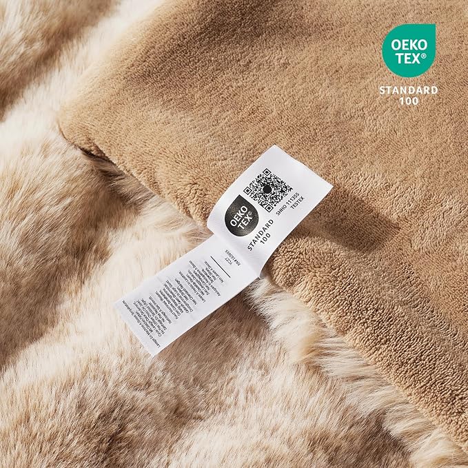 Cozy Bliss Faux Fur Throw Blanket for Couch, Fuzzy Soft Plush Thick Bubble Blanket for Sofa Bedroom Living Room, 60 * 80 Inches Tie-dye Beige