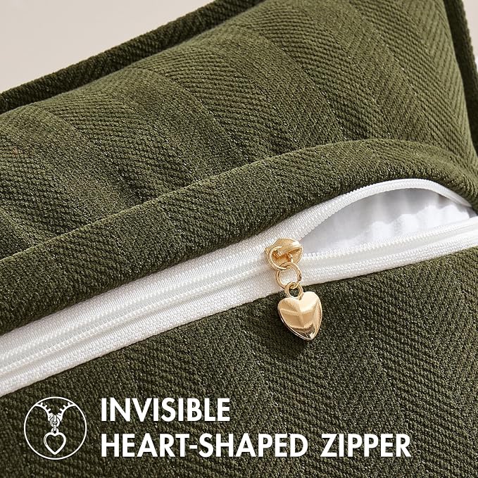 MIULEE Pack of 2 Olive Green Decorative Chenille Pillow Covers 16x16 Inch | Soft Couch Throw Pillows,Farmhouse Cushion Covers with Elegant Design for Sofa,Bedroom,Living Room,Spring Home Decor