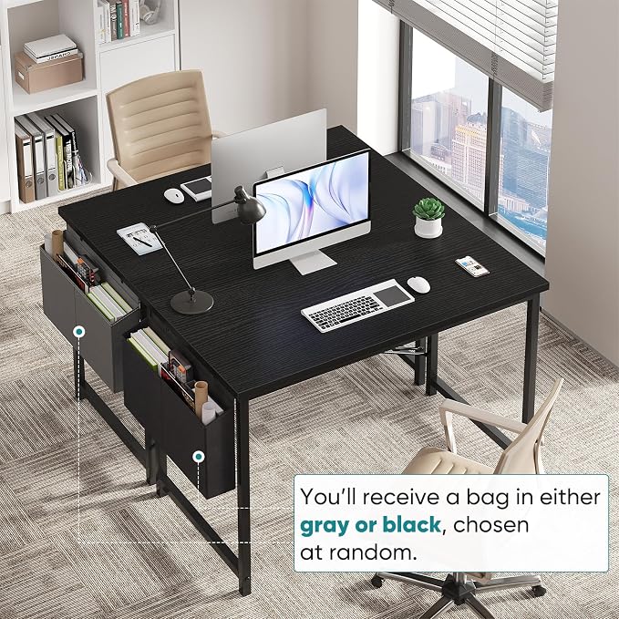 OLIXIS Computer Desk, 44 Inch Gaming Desks for Home Office Small Spaces | Writing Study Craft Work Table, Computer Workstation for Bedroom with Storage Bag, Black