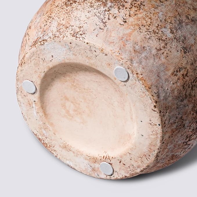 Rustic Terracotta Vase, Farmhouse Ceramic Vase, Decorative Clay Vintage Vases for Home Decor, Living Room,Table, Shelf Decor, 9 inch, Brown