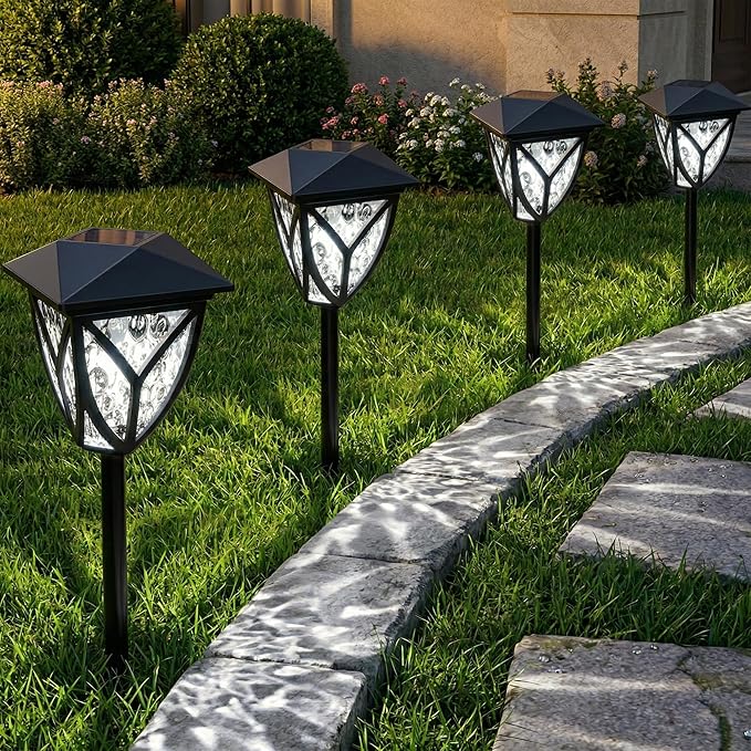 Ensenior Solar Lights Outdoor, 6500K LED Solar Garden Lights for Pathway Yard Patio Walkway Planter Walkway Landscape Lighting, IP65 Waterproof, Energy-Efficient Landscape Lighting, 8-Pack