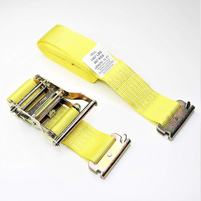 WorldPac (Pack of 2) 2 Inch by 12 Feet E Track Fitting Tie Down Ratchet Strap