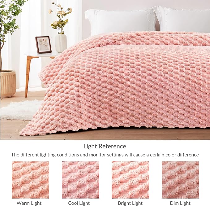 Whale Flotilla Soft Fleece Twin Size Bed Blanket Luxury 3D Jacquard, Pink | Lightweight Coverlet Bedspread, Super Cozy Plush Fluffy Fuzzy All‑Season Decorative Blanket for Bed, Dorm Essentials, 60"x80"