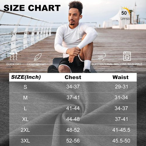 MLYENX Long Sleeve Men's Workout Shirts - UPF 50+ UV Sun Protection, Quick Dry & Moisture Wicking | 7 Pack