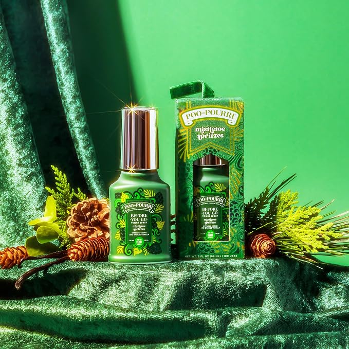 Poo-Pourri Before-You-Go Toilet Spray, Mistletoe Spritzes, 2 Fl Oz - Cypress, Cedar, and Smoked Vanilla