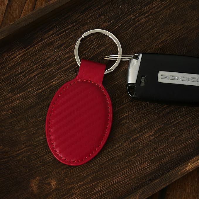 LaserGram Oval Keychain, Golfer Golfing, Personalized Engraving Included (Carbon Fiber Red)