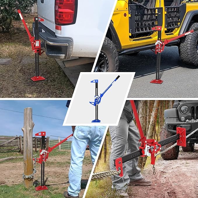 GarveeTech 33" Farm Jack, 3 Ton Capacity Ratcheting Off Road, Utility Heavy-Duty F-arm J-ack for Tractor, Truck, SUV, Lift Height 5.12-25.39 inches