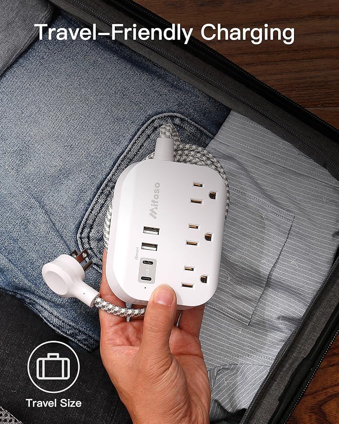 Dorm Room Essentials - 15Ft Power Strip with USB Ports, Flat Extension Cord with Multiple Outlets, Desk Accessories USB Charging Station, Non Surge Protector for Cruise Ship, Travel