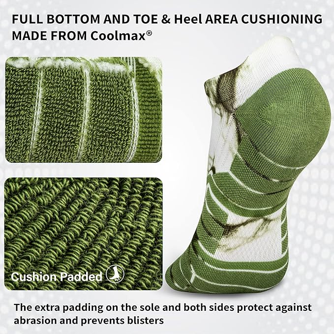 Hylaea Athletic Running Socks Cushion Padded Moisture Wicking Low Cut