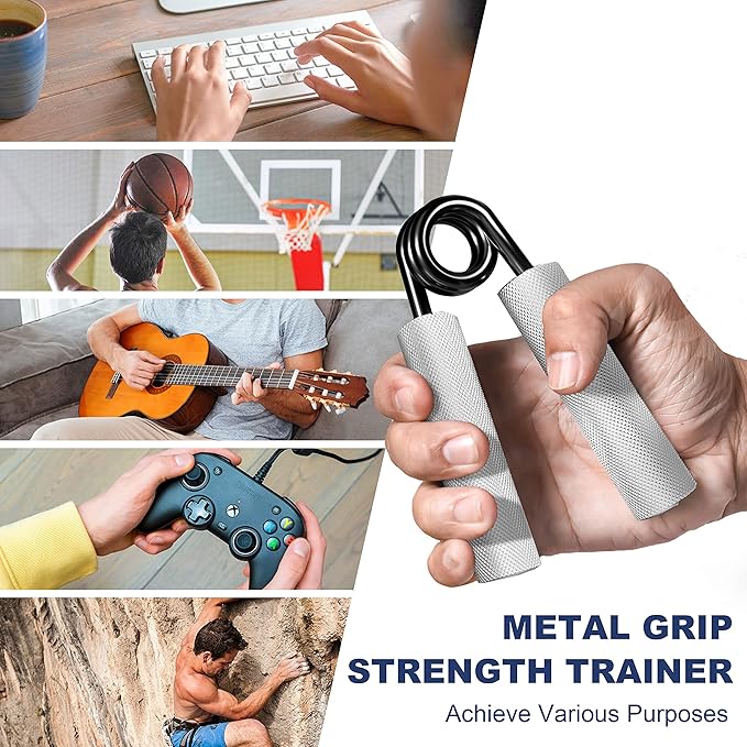 FLYFE Grip Strength Trainer, Hand Grip Strengthener, Forearm Strengthening Devices Metal Hand Exercisers Non-Slip Wrist Workout Trainer for Men Women Training Recovery, 1/4/6 Pack, 50LB-350LB