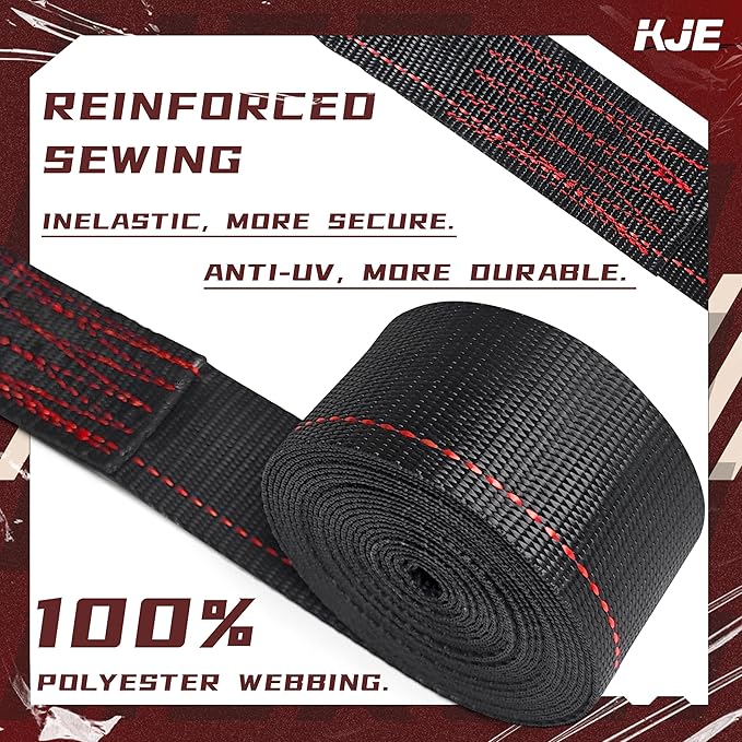 KJE E-Track Ratchet Straps, 4 Pack Black 2" x16' Heavy Duty Cargo Tie-Downs, 4500LBS Breaking Strength, Standard E Track Fitting Tie Down Ratcheting Strap for Cargo Vans, Trucks, Trailers