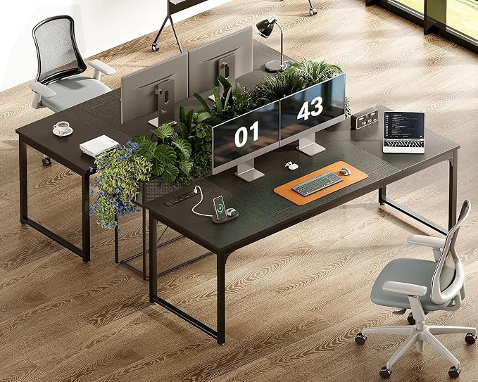 Coleshome 71 Inch Computer Desk with USB Ports, Large Office Desk, Long Study Student Writing Desk, Black | Extra-long workspace • Fits dual monitors • Stable steel frame • Spacious legroom • Home office & gaming