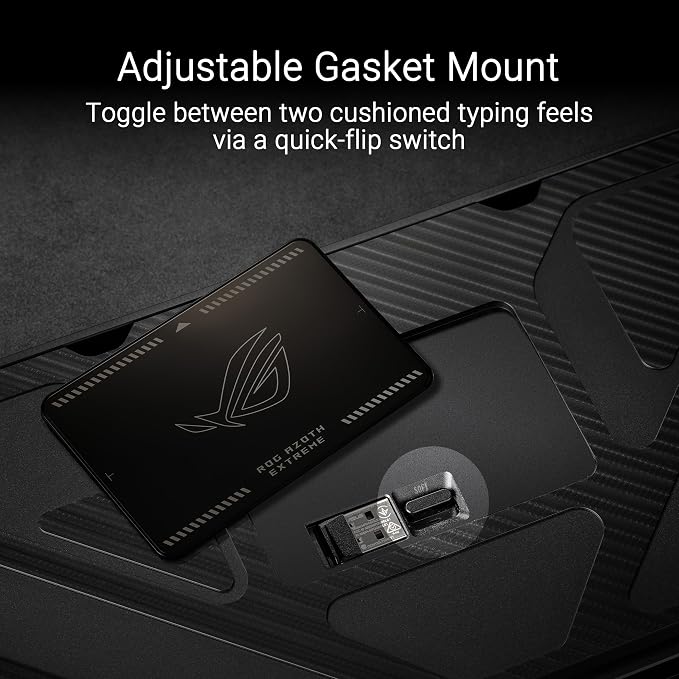 ASUS ROG Azoth Extreme Wireless Mechanical Gaming Keyboard – 75% TKL, ROG NX Storm Clicky Switches, PBT Keycaps, Aluminum Chassis, Carbon Fiber, Gasket Mount, Color OLED Screen, PC/Mac Support - Black
