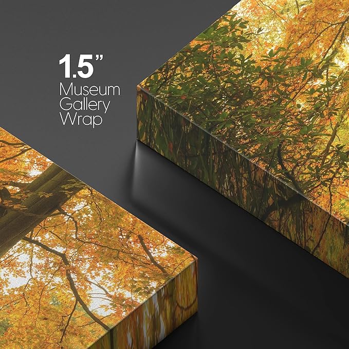 wall26 Canvas Print Wall Art Yellow & Orange Autumn and Fall Forest Floral Nature Photography Realism Rustic Scenic Relax/Calm Multicolor for Living Room, Bedroom, Office - 24"x36"