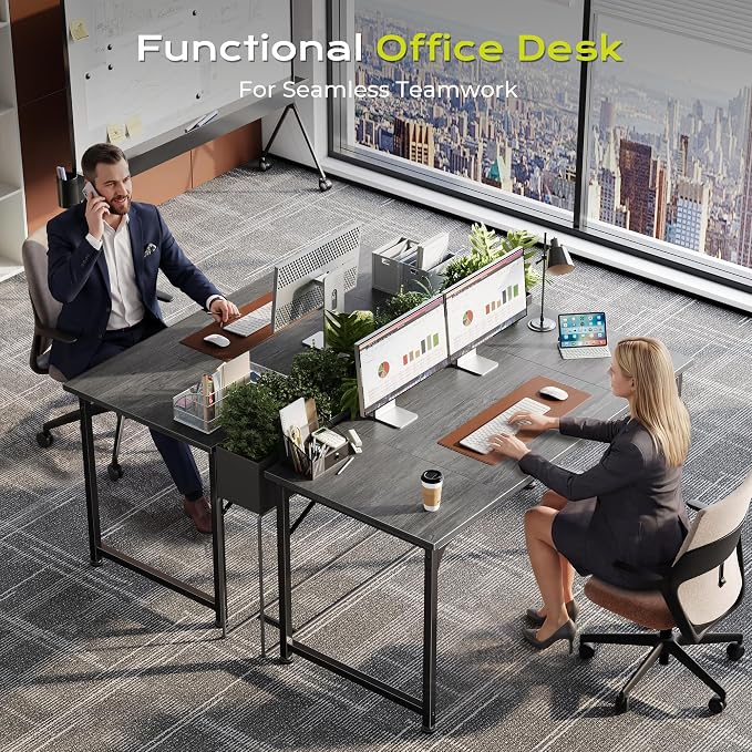 PRAISUN 47 Inch Computer Desk, Home Office Desk with Spacious Desktop, Grey | Modern Gaming Desk for Bedroom, Study, Work, Gaming & Writing, Large Legroom, Sturdy Metal Frame