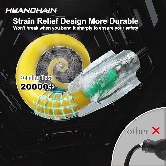 HUANCHAIN 75 ft 12/3 Gauge Heavy Duty Outdoor Extension Cord Waterproof with Lighted, Flexible Cold Weather 3 Prong Electric Cord Outside, 15A 1875W 125V 12AWG SJTW, Yellow, ETL Listed