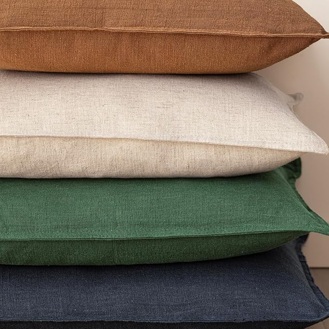 Foindtower Set of 2, Decorative Linen Solid Throw Pillow Covers Soft Accent Euro Cushion Case Farmhouse Neutral Pillowcase for Chair Couch Sofa Bedroom Living Room Home Decor 20 x 20 Inch Pine Green