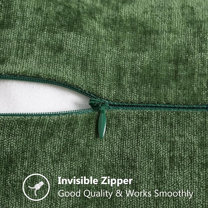 decorUhome Soft Chenille Throw Pillow Covers 12x20 Set of 2 Forest Green | Fall Textured Decorative Throw Pillow Cases Stitched Edge Modern Farmhouse Luxury Boho Velvet for Couch Sofa Bed Home Decor