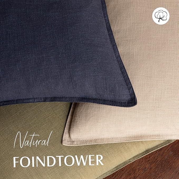 Foindtower Pack of 2, Decorative Linen Solid Throw Pillow Covers Soft Accent Cushion Case Farmhouse Neutral Pillowcase for Chair Couch Sofa Bedroom Living Room Home Decor 24 x 24 Inch Tan Beige