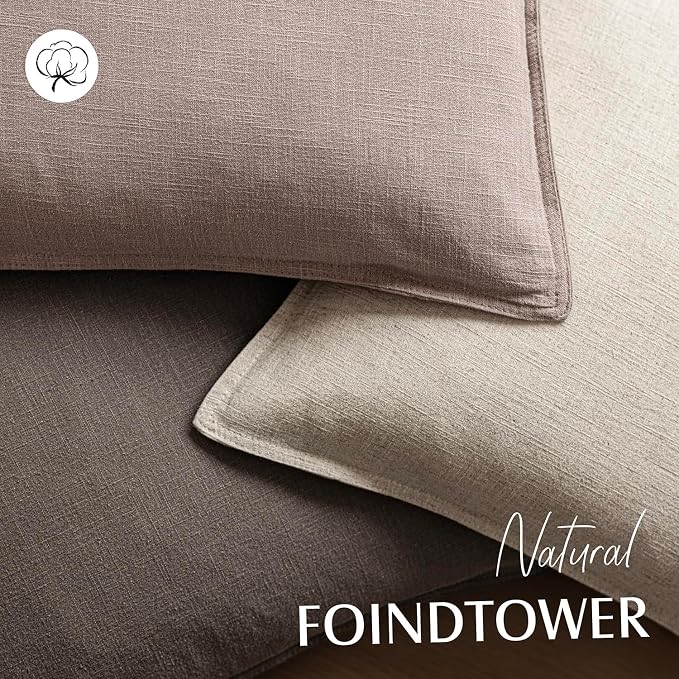 Foindtower Set of 2, Decorative Linen Solid Throw Pillow Covers Soft Accent Euro Cushion Case Boho Farmhouse Pillowcase for Chair Couch Sofa Bedroom Living Room Home Decor 18 x 18 Inch Dusty Pink