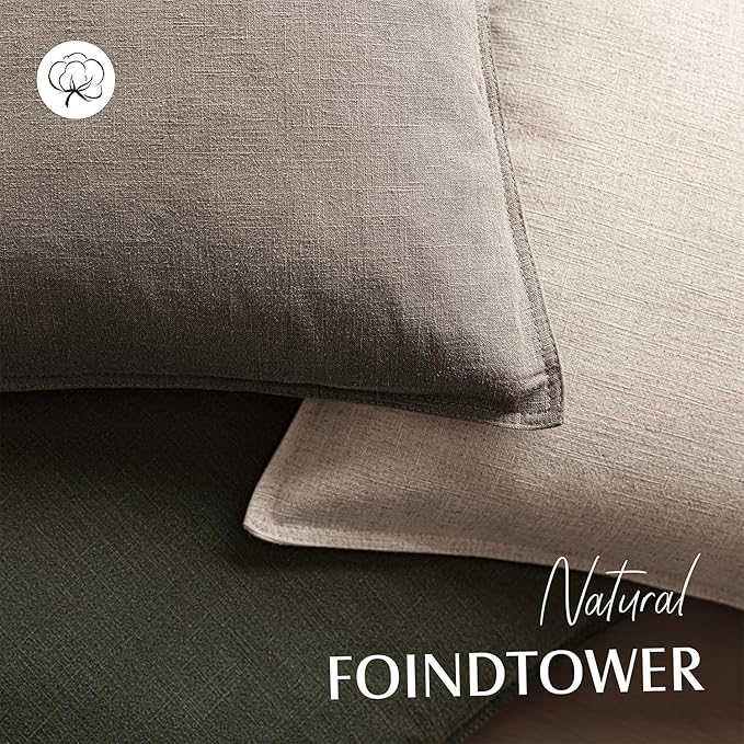 Foindtower Set of 2, Decorative Linen Solid Throw Pillow Covers Soft Accent Euro Cushion Case Farmhouse Neutral Pillowcase for Chair Couch Sofa Bedroom Living Room Home Decor 22 x 22 Inch Brown Tan
