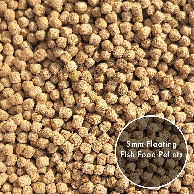 HALF OFF PONDS All Seasons Koi Fish Food - 20 lb Floating Pellets, 5mm Size - Goldfish Food for Ponds - 28% Protein with Wheat Germ & Vitamins - Ideal for Year-Round Feeding & Water Clarity