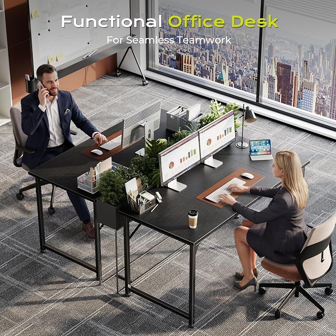 PRAISUN 47 Inch Computer Desk, Home Office Desk with Spacious Desktop, Black
