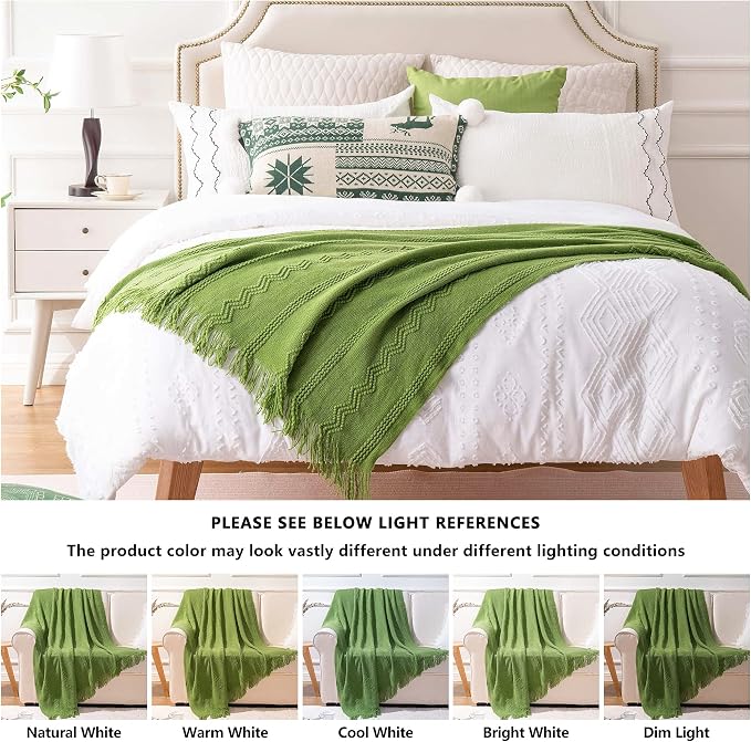 BATTILO HOME Moss Green Throw Blanket for Couch, Spring Decorative Green Blankets for Sofa, Spring Throw Blanket, 50"x60"