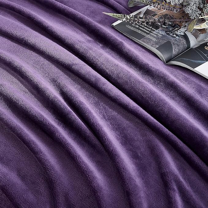 Hansleep King Purple Fleece Blanket, Soft Flannel Bed Blanket | Fuzzy Cozy Blanket 90x108 Inches, Multi-use for Bed, Sofa, Couch, Travel, Camping, All Season Warm Lightweight Cover