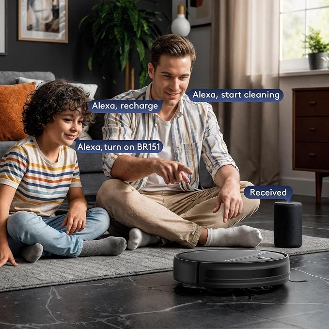 Robot Vacuum and Mop for Pet Hair, 2-in-1 Robot Vacuum Cleaner for Hard Floors&Carpets with 2.87'' Slim Design, Wi-Fi/App/Voice Control, 3D Obstacle Avoidance & Self-Charging
