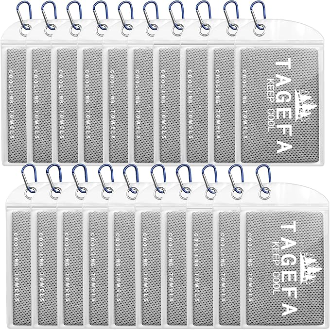 Cooling Towels 20 Pack, 40"x 12" Cooling Rags Neck Wraps for Sports with Carrying Pouch, Gym Cooling Neck Towels for Hor Weather, Sweat, Fitness, Travel